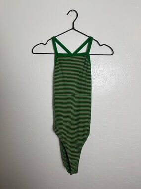 Zara High-Neck Green and Pink Bodysuit